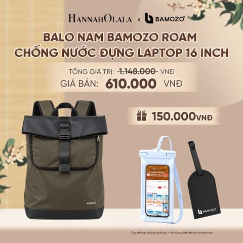  BALO NAM BAMOZO ROAM CHỐNG NƯỚC ĐỰNG LAPTOP 16 INCH, BALO ĐI LÀM CÔNG SỞ DU LỊCH CAO CẤP (TAG THẺ DA CHỐNG THẤT LẠC + TÚI ĐỰNG ĐIỆN THOẠI CHỐNG NƯỚC) - A2488 