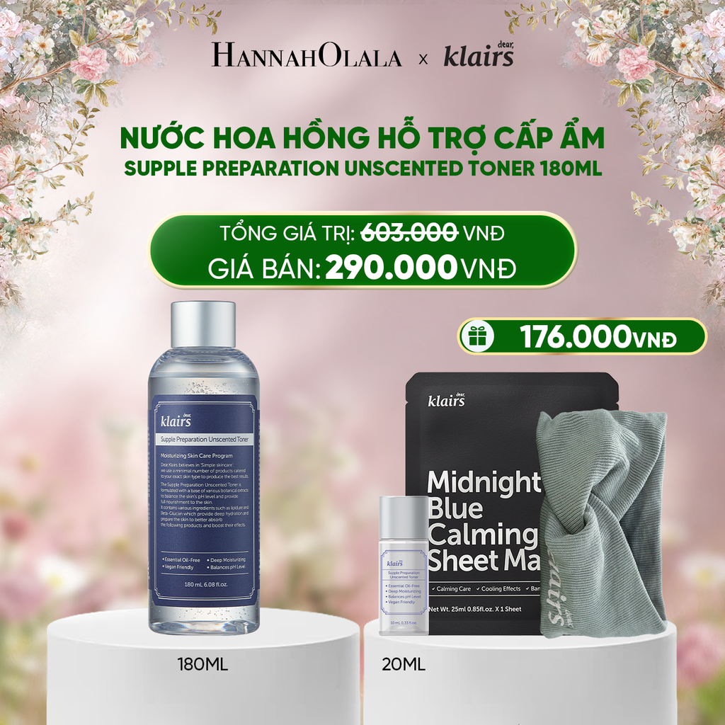  DEAL 1 : DEAR, KLAIRS NƯỚC HOA HỒNG SUPPLE PREPARATION UNSCENTED TONER 180ML 