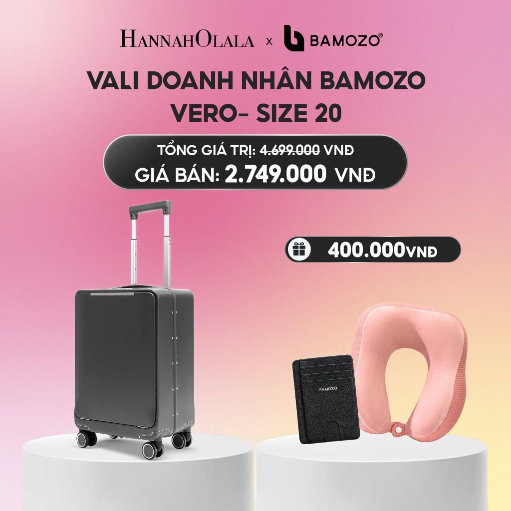  VALI DOANH NHÂN BAMOZO VERO KHUNG NHÔM CAO CẤP (TẶNG VÍ THẺ DA CARD HOLDER BAMOZO, GỐI CHỮ U ĐỠ CỔ)_A2228 
