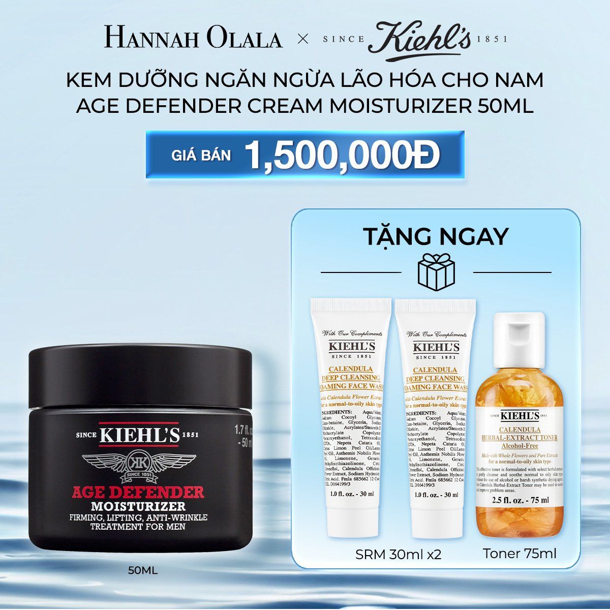  DEAL 1: KEM DƯỠNG NGĂN NGỪA LÃO HÓA CHO NAM KIEHL'S AGE DEFENDER CREAM MOISTURIZER 50ML 