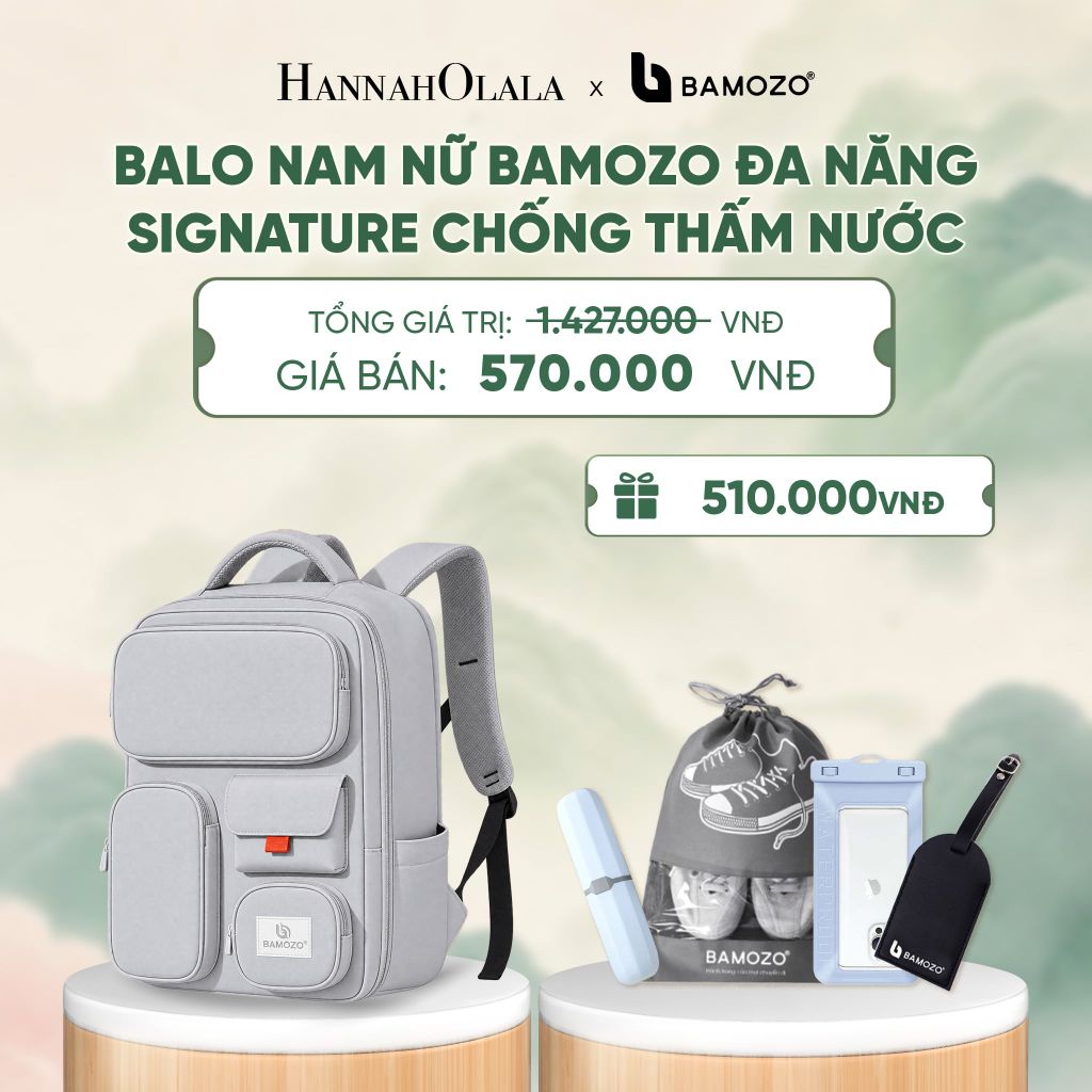  BALO NAM NỮ BAMOZO SIGNATURE ĐA NĂNG ĐI HỌC ĐI LÀM CHỐNG THẤM NƯỚC CÓ CỔNG SẠC DỰ PHÒNG (TAG THẺ DA CHỐNG THẤT LẠC + TÚI ĐỰNG ĐIỆN THOẠI CHỐNG NƯỚC) - A718 
