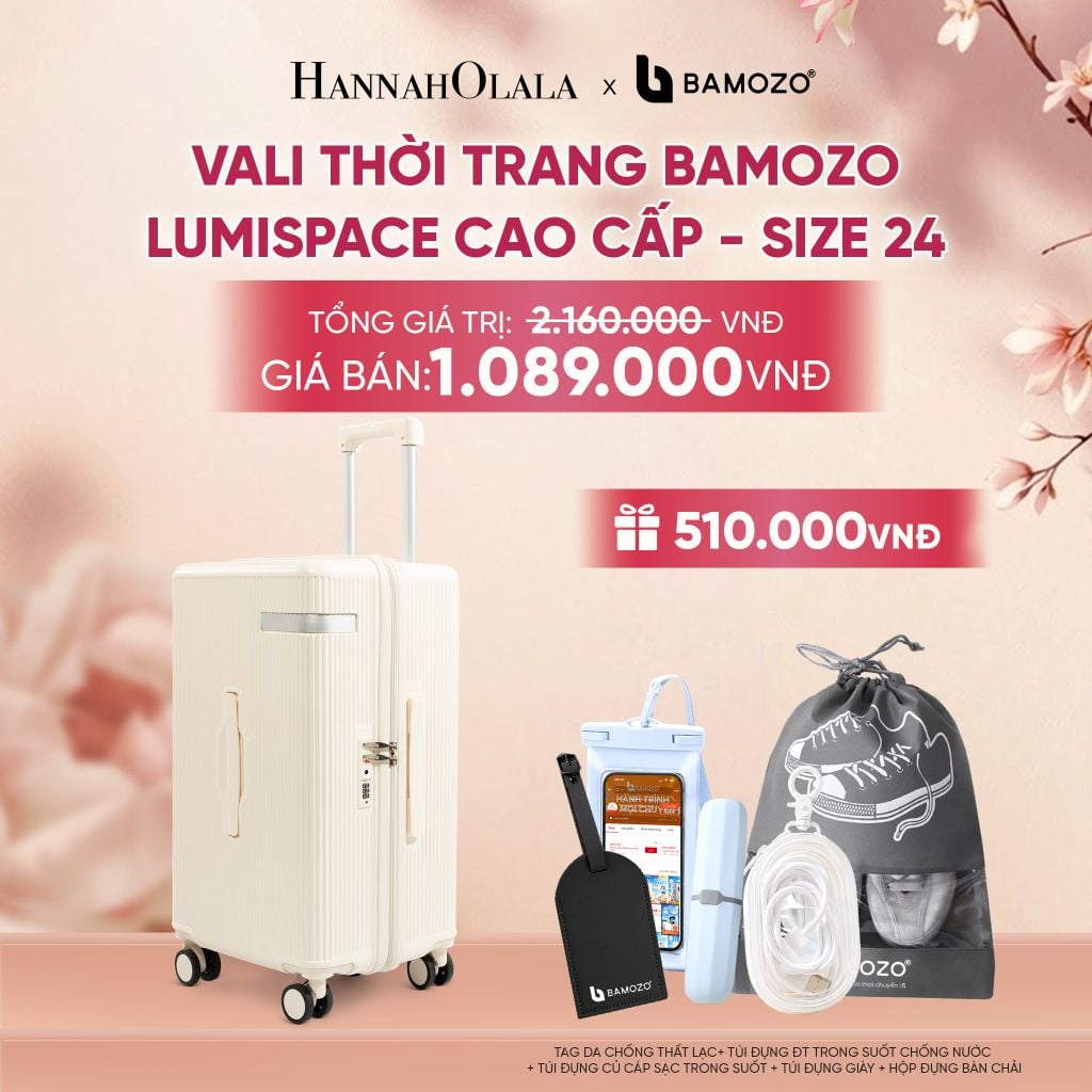  VALI BAMOZO LUMISPACE CAO CẤP (TẶNG TAG VALI DA + TÚI ĐỰNG ĐT CHỐNG NƯỚC + TÚI ĐỰNG CÁP SẠC + TÚI ĐỰNG GIÀY + HỘP ĐỰNG BÀN CHẢI) - A1574 