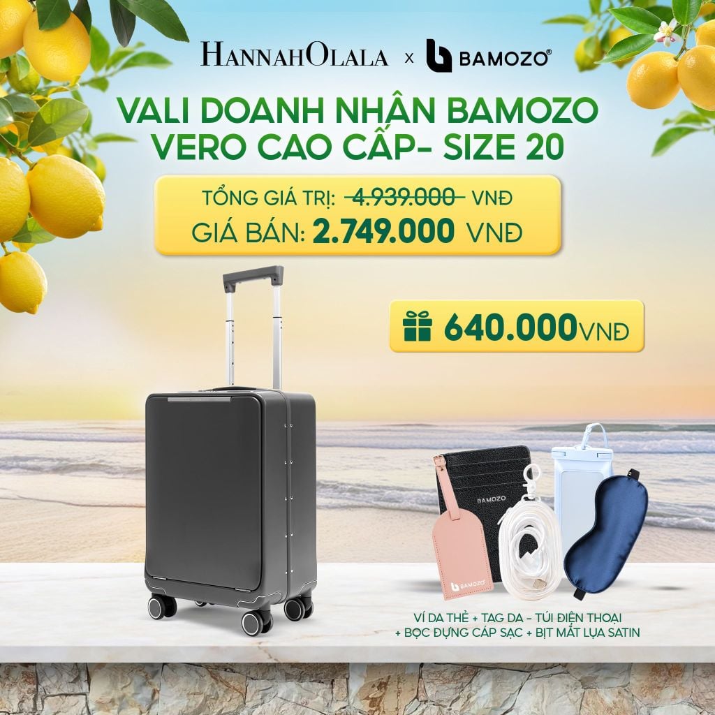  VALI DOANH NHÂN BAMOZO VERO KHUNG NHÔM CAO CẤP (TẶNG VÍ THẺ DA CARD HOLDER BAMOZO, GỐI CHỮ U ĐỠ CỔ) - DEAL 5 - A1245 