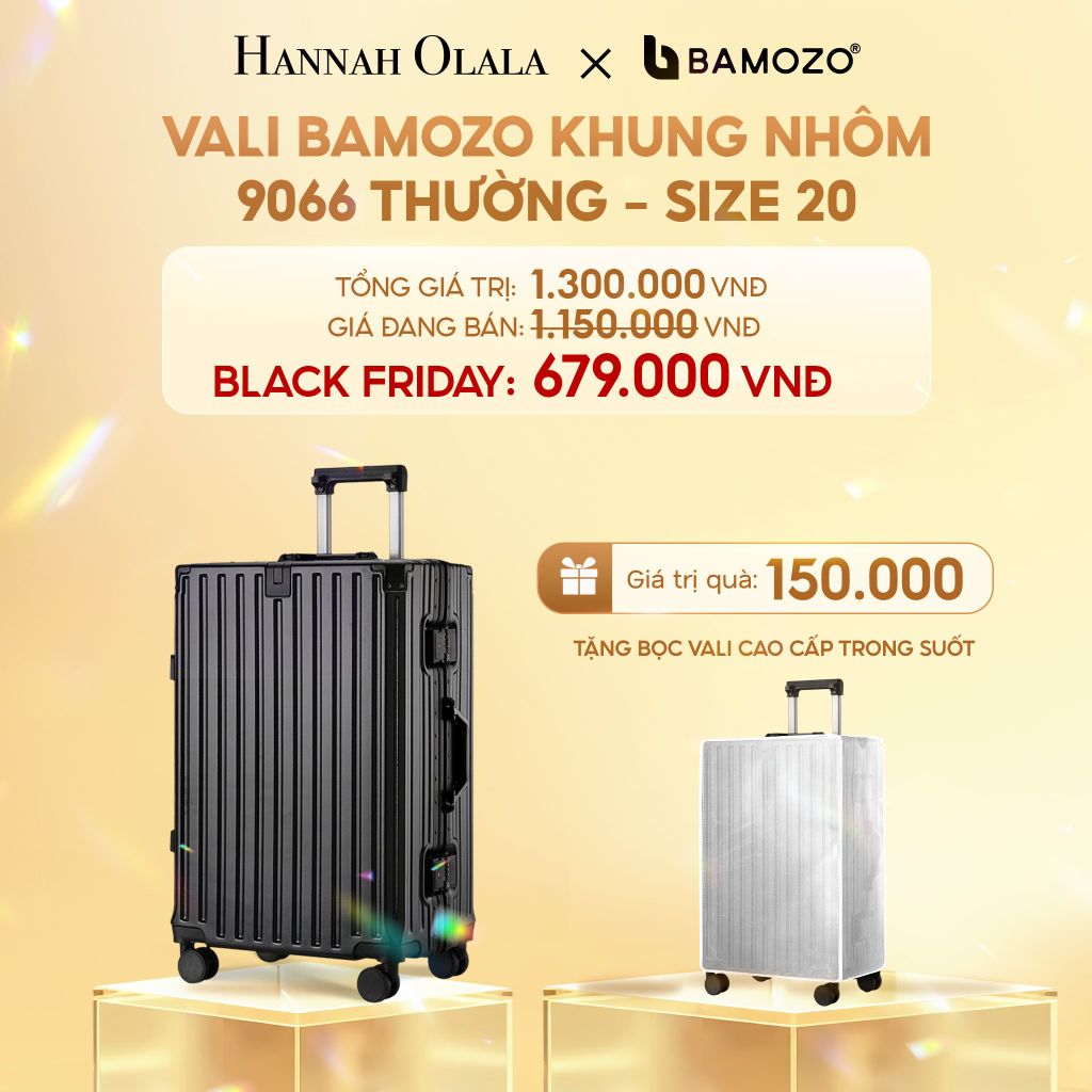  DEAL 3: VALI BAMOZO KHUNG NHÔM 9066 BẢN THƯỜNG (TẶNG BỌC VALI TRONG SUỐT) 