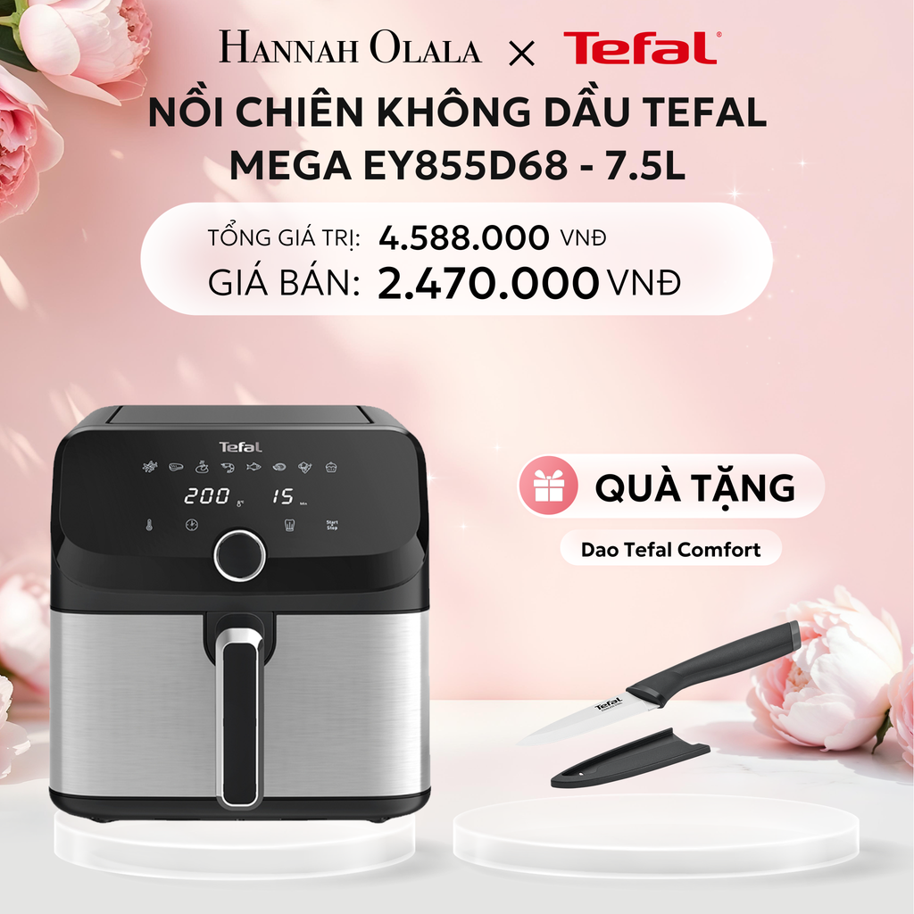  E285: DEAL 1: NỒI CHIÊN KHÔNG DẦU TEFAL MEGA EY855D68 - 7.5L 