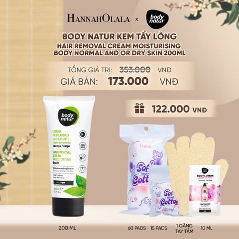  BODY NATUR KEM TẨY LÔNG HAIR REMOVAL CREAM MOISTURISING BODY NORMAL AND OR DRY SKIN 200ML - A1627 