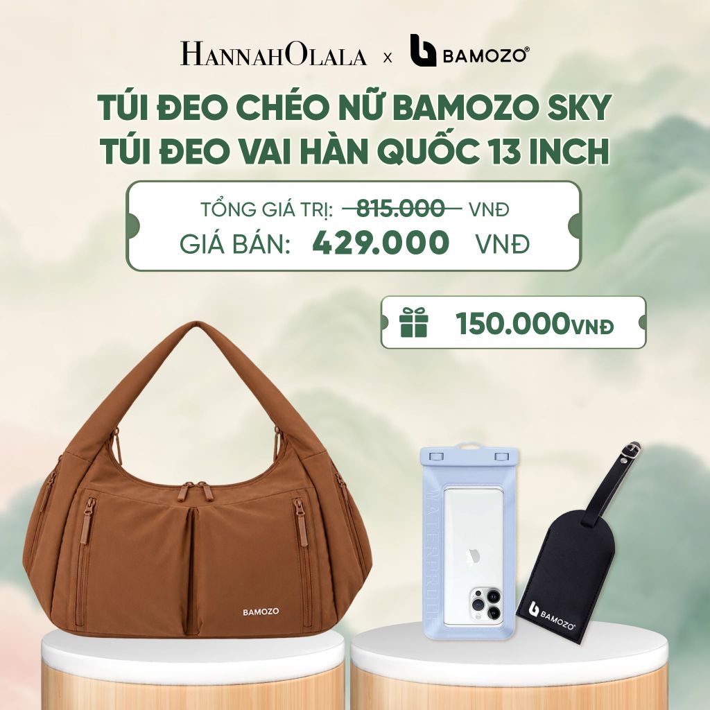  TÚI ĐEO CHÉO NỮ BAMOZO SKY KHÁNG NƯỚC, TÚI ĐEO VAI HÀN QUỐC ĐỰNG IPAD 13 INCH ĐI HỌC ĐI LÀM (TAG THẺ DA CHỐNG THẤT LẠC + TÚI ĐỰNG ĐIỆN THOẠI CHỐNG NƯỚC) - A742 