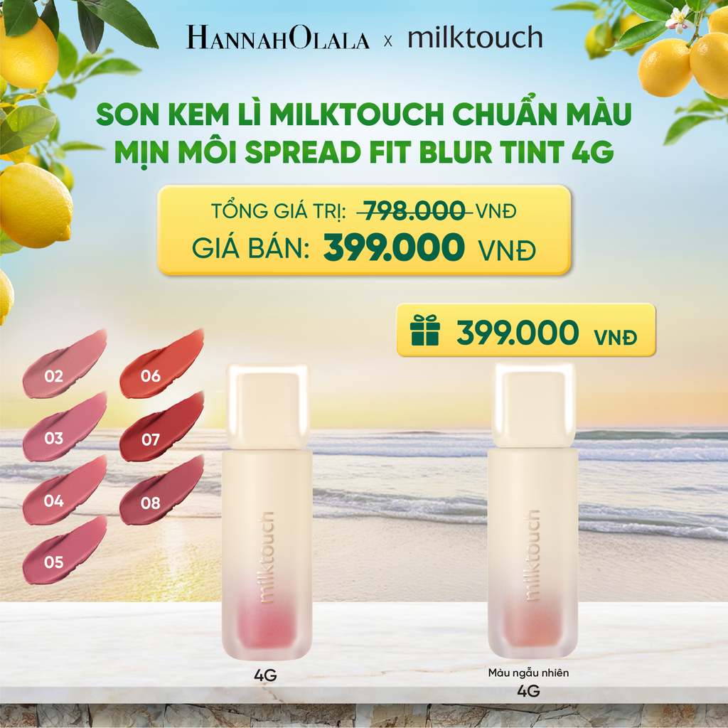  SON KEM LÌ MILKTOUCH MỊN MÔI SPREAD FIT BLUR TINT 4G - DEAL 1 