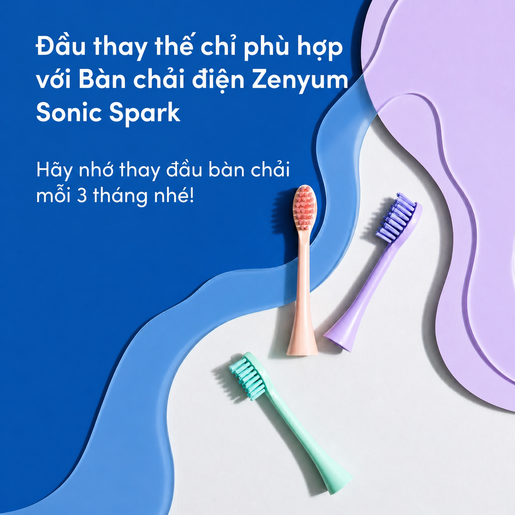  BỘ 2 ĐẦU THAY BÀN CHẢI ĐIỆN ZENYUM SONIC SPARK_A8 