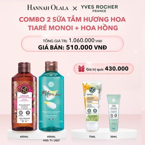  E830_DEAL 1: COMBO 2 SỮA TẮM HƯƠNG HOA TIARÉ MONOI + HOA HỒNG 