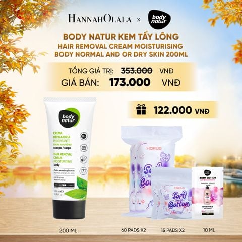  BODY NATUR KEM TẨY LÔNG HAIR REMOVAL CREAM MOISTURISING BODY NORMAL AND OR DRY SKIN 200ML - E167 