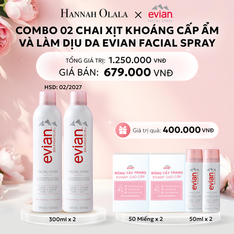  E604: DEAL 1: COMBO 2 CHAI XỊT KHOÁNG CẤP ẨM, LÀM DỊU DA EVIAN FACIAL SPRAY 300ML - [GIAO HÀNG TỪ 03/10] 