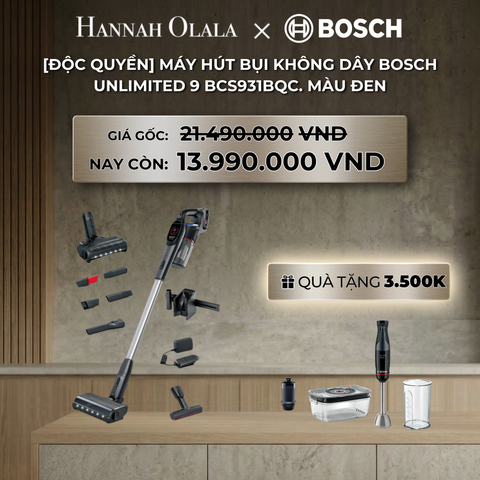  DEAL 1: [ĐỘC QUYỀN] MÁY HÚT BỤI KHÔNG DÂY BOSCH UNLIMITED 9 BCS931BQC, MÀU ĐEN 