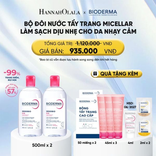  BỘ ĐÔI NƯỚC TẨY TRANG MICELLAR LÀM SẠCH DỊU NHẸ CHO DA NHẠY CẢM 