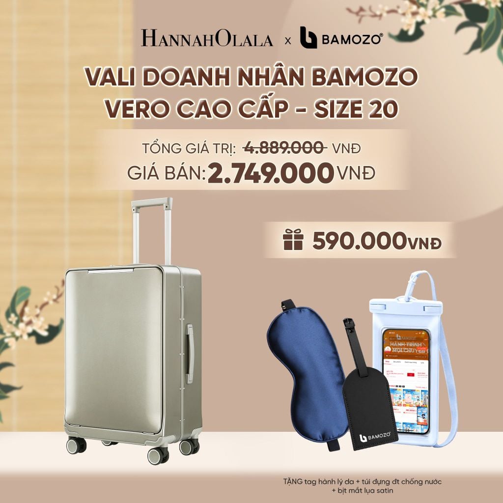  VALI DOANH NHÂN BAMOZO VERO KHUNG NHÔM CAO CẤP (TẶNG TAG HÀNH LÝ DA + TÚI ĐỰNG ĐT CHỐNG NƯỚC + BỊT MẮT LỤA SATIN) - A2563 