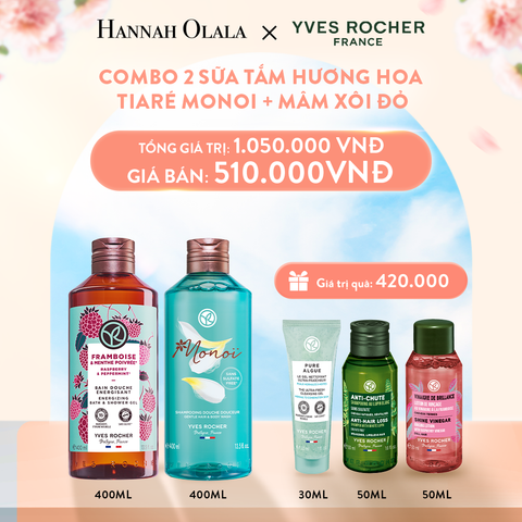  A996_DEAL 1: COMBO 2 SỮA TẮM HƯƠNG HOA TIARÉ MONOI + MÂM XÔI ĐỎ 