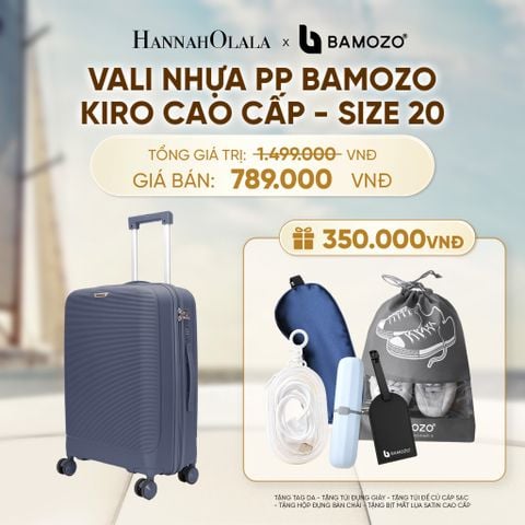  VALI BAMOZO KIRO NHỰA PP CAO CẤP CHỐNG VỠ, CHỐNG RẠCH (TẶNG TAG DA + TÚI ĐỰNG GIÀY + TÚI ĐỰNG CÁP SẠC + HỘP ĐỰNG BÀN CHẢI + BỊT MẮT LỤA SATIN) - A2095 