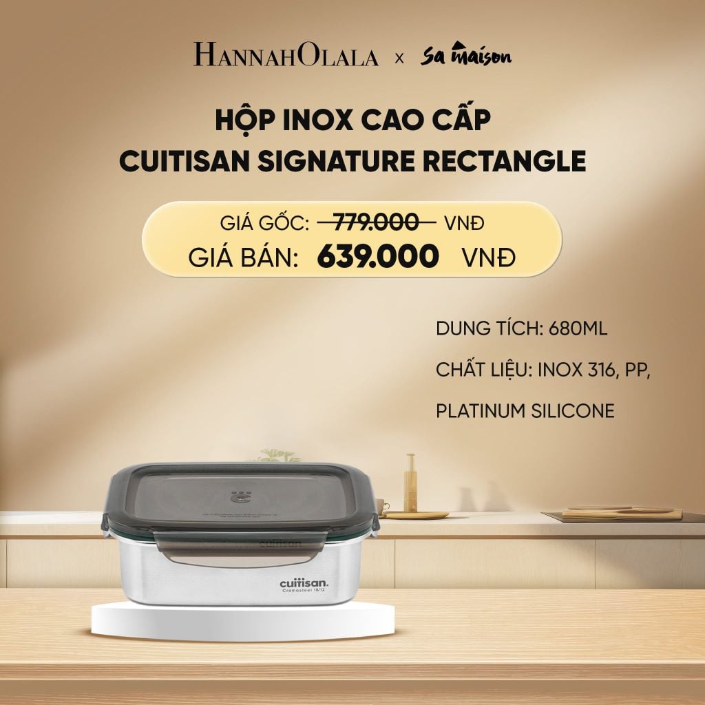  DEAL 17: HỘP INOX CAO CẤP CUITISAN SIGNATURE RECTANGLE INOX 316 