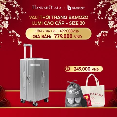  DEAL 1: VALI BAMOZO LUMISPACE CAO CẤP (TẶNG BỘ QUÀ GỒM THẺ TAG DA CHỐNG THẤT LẠC, THẺ CÀO TRÚNG THƯỞNG, TÚI TOTE, TÚI ĐỰNG GIÀY XÁM) 