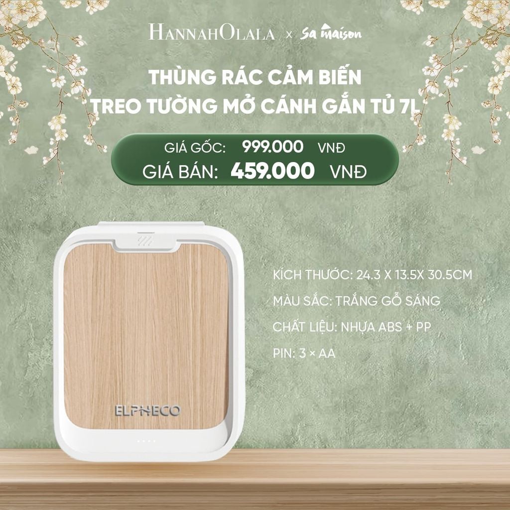  DEAL 19: THÙNG RÁC CẢM BIẾN TREO TƯỜNG MỞ CÁNH/ GẮN TỦ 7L 