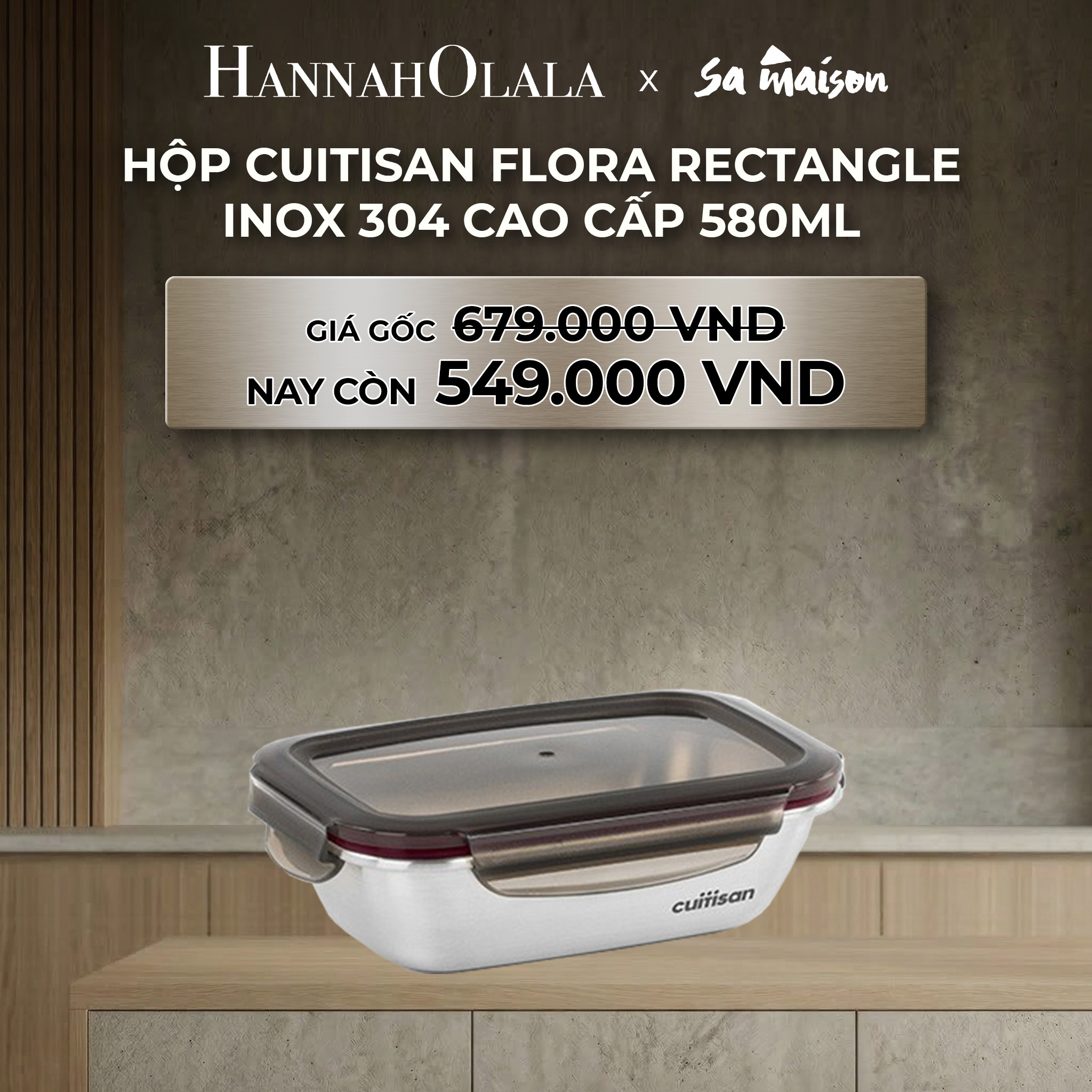 Hộp Inox CUITISAN FLORA RECTANGLE