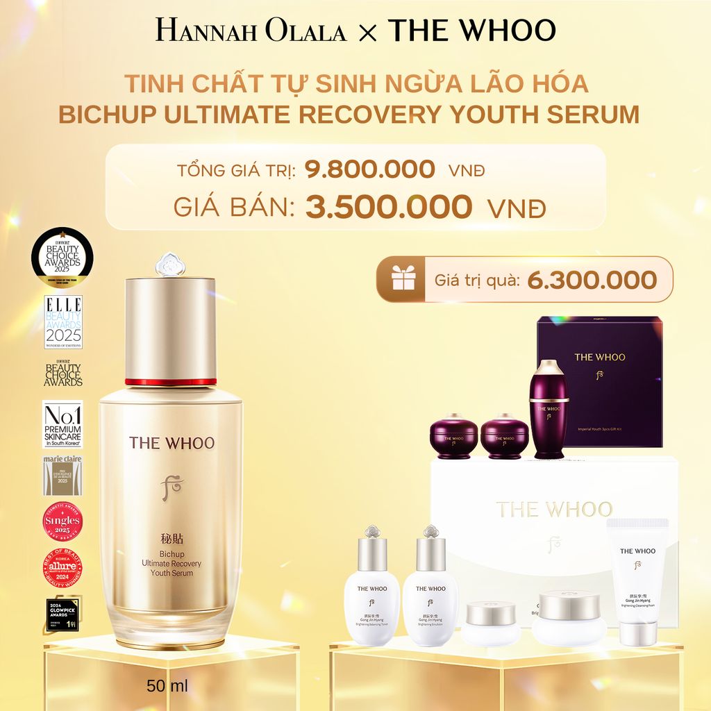  DEAL 1: TINH CHẤT TỰ SINH NGỪA LÃO HÓA THẾ HỆ THỨ 4 THE WHOO BICHUP ULTIMATE RECOVERY YOUTH SERUM 50ML 