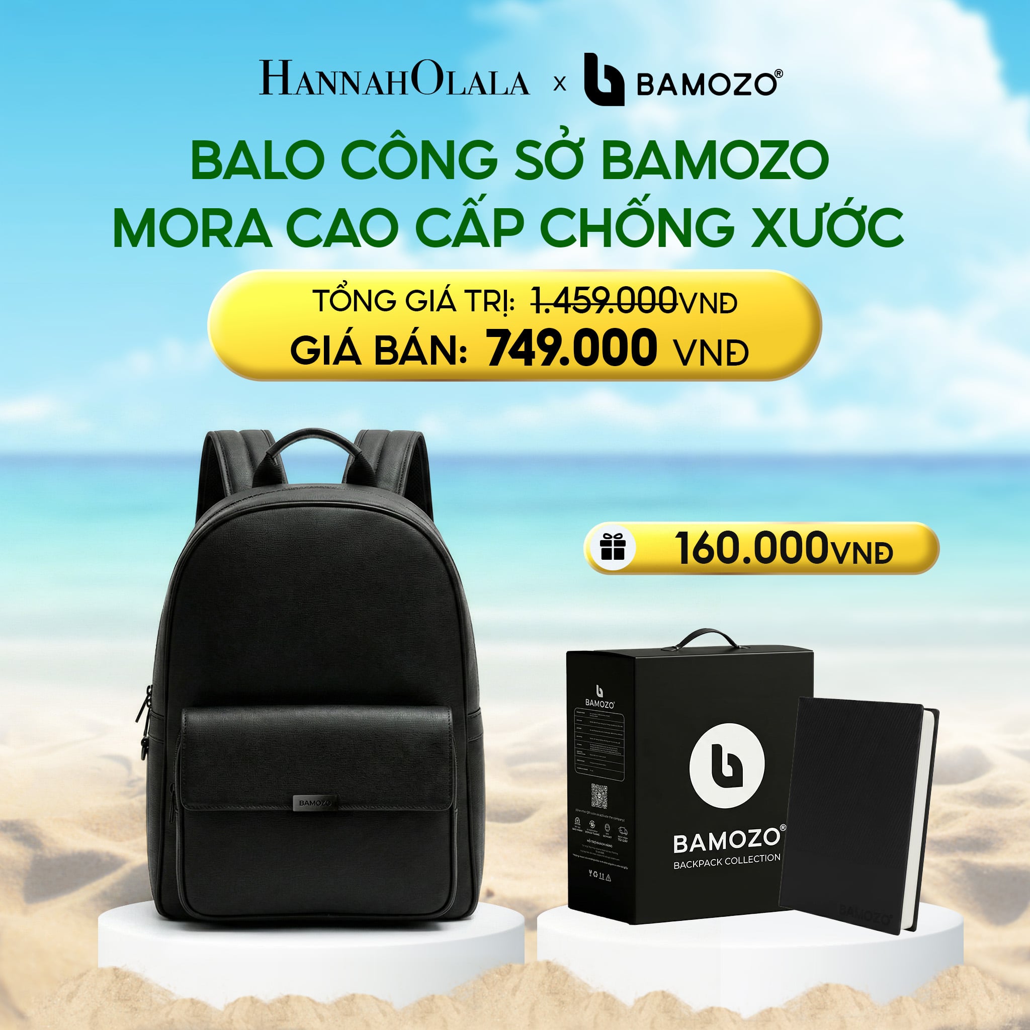 A1712_deal 8:balo nam công sở bamozo mora phong cách bắc âu da saffiano cao cấp chống giữ form (tặng hộp đựng + sổ tay bìa da) - Hannah Olala