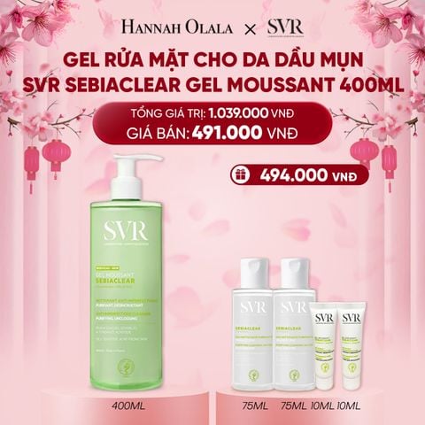  DEAL 01: GEL RỬA MẶT CHO DA DẦU MỤN, KHÔNG CHỨA XÀ PHÒNG SVR SEBIACLEAR GEL MOUSSANT 400ML 
