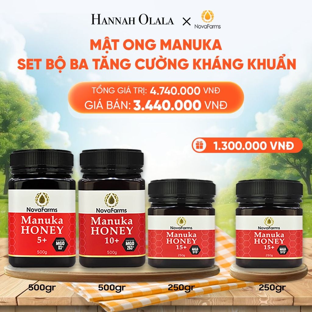  MẬT ONG MANUKA NOVAFARM – SET BỘ BA TĂNG CƯỜNG KHÁNG KHUẨN 