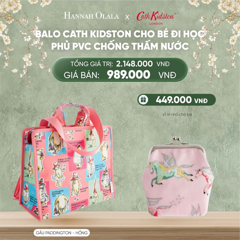  DEAL 1: BALO CATH KIDSTON CHO BÉ ĐI HỌC PHỦ PVC CHỐNG THẤM NƯỚC 