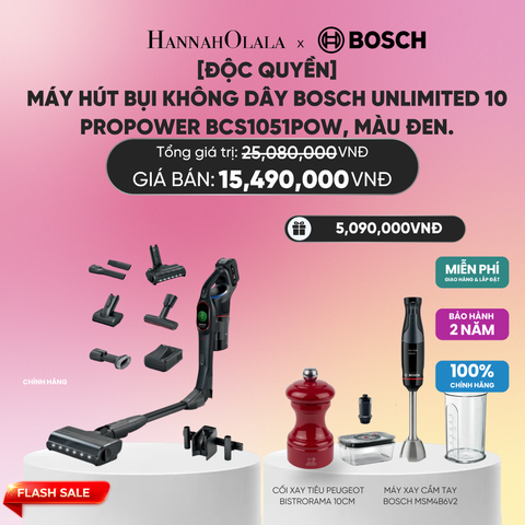  [ĐỘC QUYỀN] MÁY HÚT BỤI KHÔNG DÂY BOSCH UNLIMITED 10 PROPOWER BCS1051POW, MÀU ĐEN._ A2046 