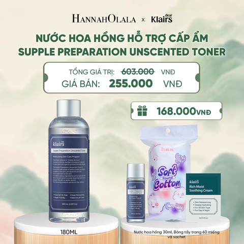  DEAR, KLAIRS NƯỚC HOA HỒNG SUPPLE PREPARATION UNSCENTED TONER 180ML - A1437 