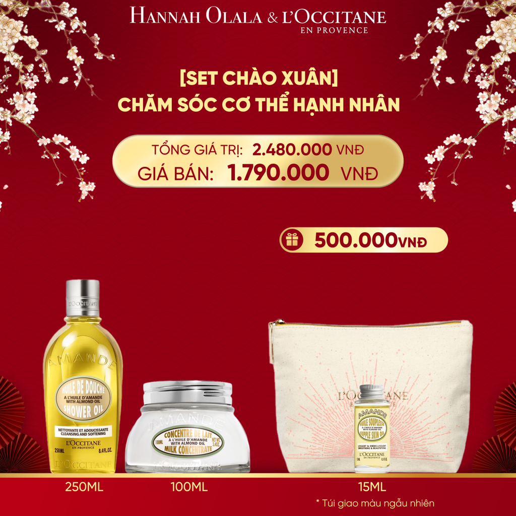  DEAL 10: [SET CHÀO XUÂN] CHĂM SÓC CƠ THỂ HẠNH NHÂN L'OCCITANE 