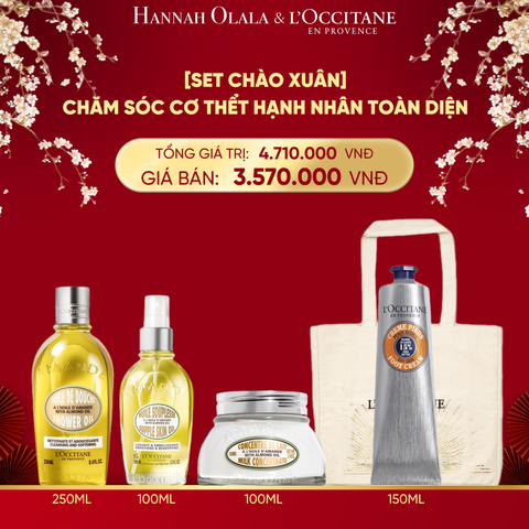  DEAL 12: [SET CHÀO XUÂN] CHĂM SÓC CƠ THỂT HẠNH NHÂN TOÀN DIỆN L'OCCITANE 