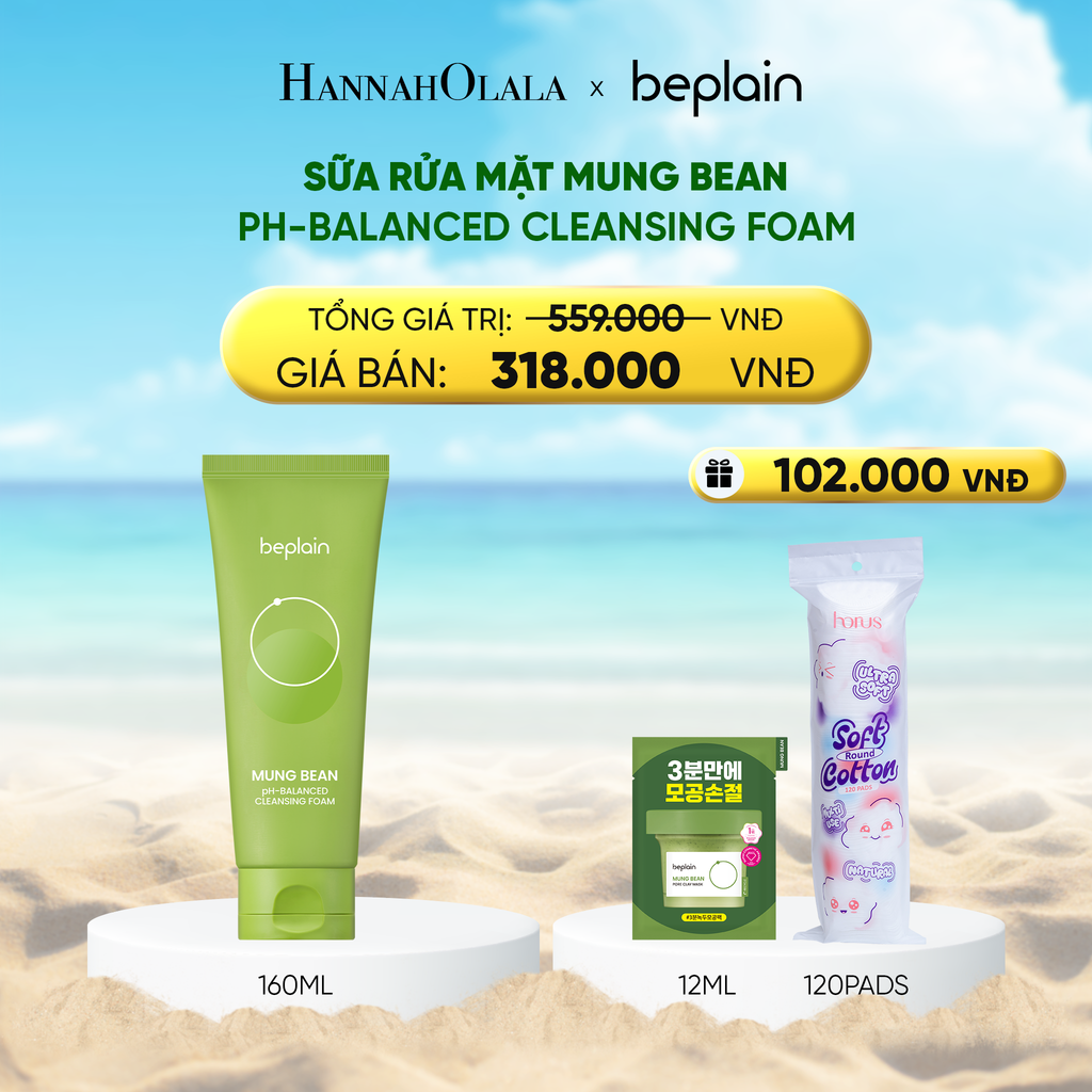  DEAL 1: BEPLAIN SỮA RỬA MẶT MUNG BEAN PH-BALANCED CLEANSING FOAM 160ML 
