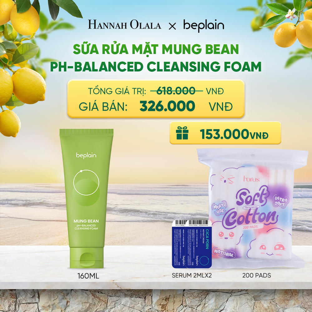  BEPLAIN SỮA RỬA MẶT MUNG BEAN PH-BALANCED CLEANSING FOAM 160ML - A377 