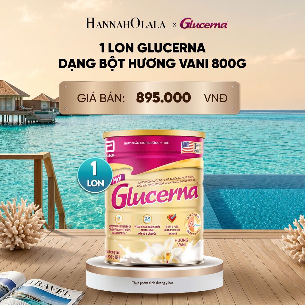  1 LON GLUCERNA DẠNG BỘT HƯƠNG VANI 800G DEAL :_ D2043 