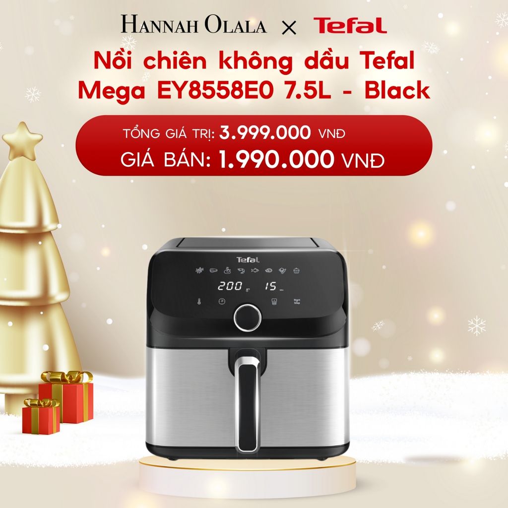  A1833_DEAL 1: NỒI CHIÊN KHÔNG DẦU TEFAL MEGA EY8558E0 7.5L - BLACK 