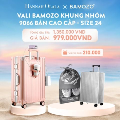  C905_DEAL 1: VALI BAMOZO KHUNG NHÔM 9066 BẢN CAO CẤP (TẶNG BỌC VALI CC TRONG SUỐT + TÚI ĐỰNG GIÀY) 