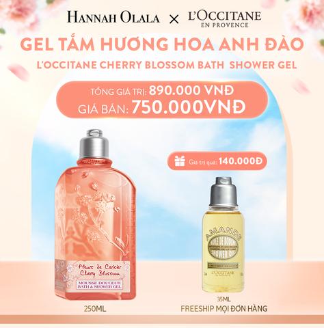  A450_DEAL 1A: GEL TẮM HƯƠNG HOA ANH ĐÀO L'OCCITANE CHERRY BLOSSOM BATH SHOWER GEL 250ML 