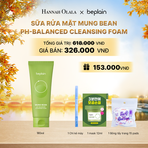  BEPLAIN SỮA RỬA MẶT MUNG BEAN PH-BALANCED CLEANSING FOAM 160ML - E815 