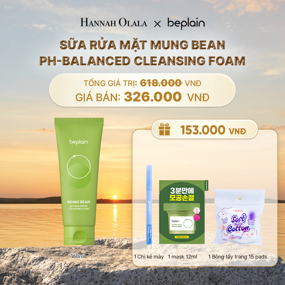  BEPLAIN SỮA RỬA MẶT MUNG BEAN PH-BALANCED CLEANSING FOAM 160ML - B619 