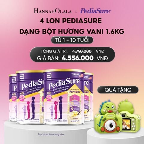  [TẶNG MÁY ẢNH KỸ THUẬT SỐ] 4 LON PEDIASURE DẠNG BỘT HƯƠNG VANI 1.6KG DEAL 17: _ A755 