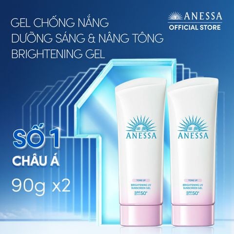  A2_DEAL 10: COMBO GEL CHỐNG NẮNG DƯỠNG SÁNG NÂNG TÔNG & HIỆU CHỈNH SẮC TÍM ANESSA BRIGHTENING GEL SPF50+ PA++++ 90GX2 