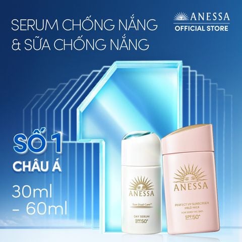  A6_DEAL 14: COMBO SERUM CHỐNG NẮNG & SỮA CHỐNG NẮNG BẢO VỆ VÀ DƯỠNG DA AN TOÀN CHO DA NHẠY CẢM ANESSA DAY SERUM 30ML + MILD MILK 60ML 