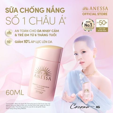 A10_DEAL 18: SỮA CHỐNG NẮNG DƯỠNG DA DỊU NHẸ AN TOÀN CHO DA NHẠY CẢM VÀ TRẺ EM ANESSA MILD MILK SPF50+ PA++++ 60ML 