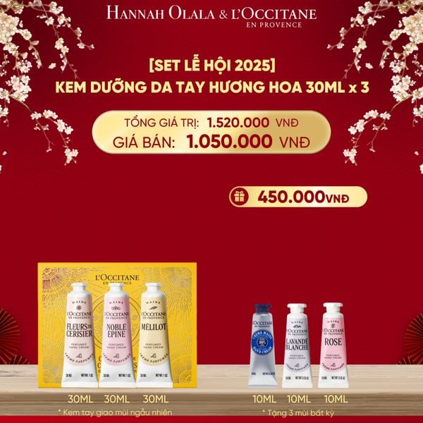  DEAL 9: [SET CHÀO XUÂN] KEM DƯỠNG DA TAY HƯƠNG HOA L'OCCITANE 30ML x 3 