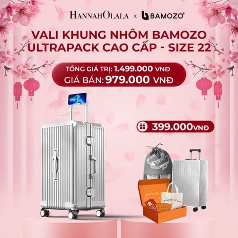  DEAL 4: VALI BAMOZO KHUNG NHÔM ULTRAPACK CAO CẤP (TẶNG BỌC VALI CC TRONG SUỐT + HỘP QUÀ TẾT + TÚI ĐỰNG GIÀY 