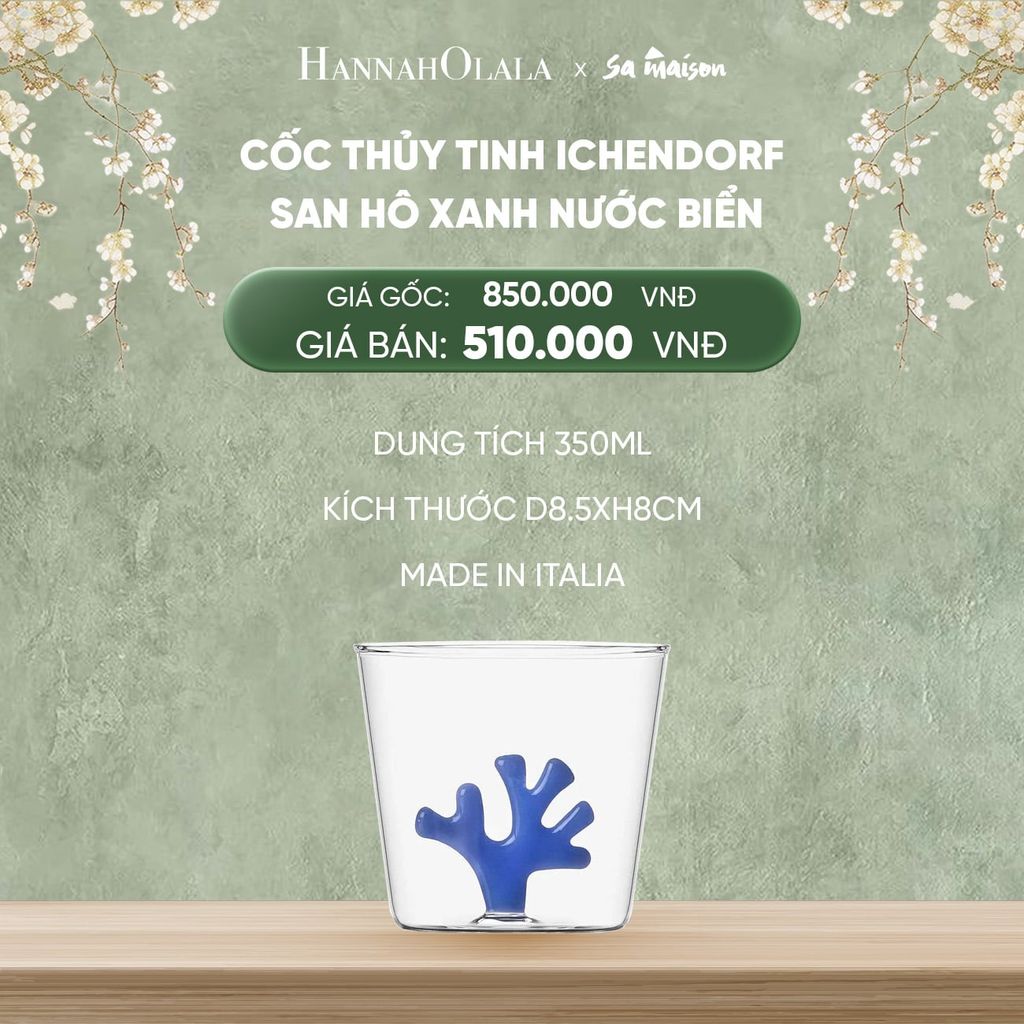  DEAL 6: CỐC THỦY TINH ICHENDORF TRANG TRÍ HÌNH SAN HÔ MÀU 