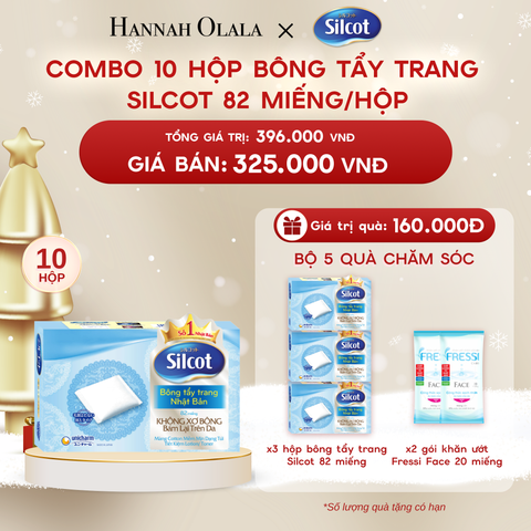  A1435_DEAL 1: COMBO 10 HỘP BÔNG TRANG ĐIỂM (BÔNG TẨY TRANG) SILCOT 82 MIẾNG/HỘP 